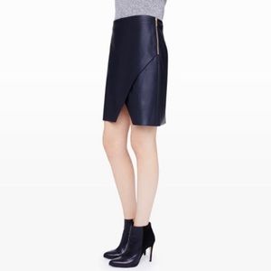 Club Monaco Faux Leather Kay Wrap Skirt, Black, Size 2